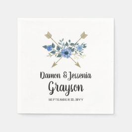 Servilleta De Papel Boda Rústica de Madera Boho con Flechas y Floral A