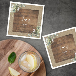 Servilleta De Papel Boda Rústica de Madera y Arpillera