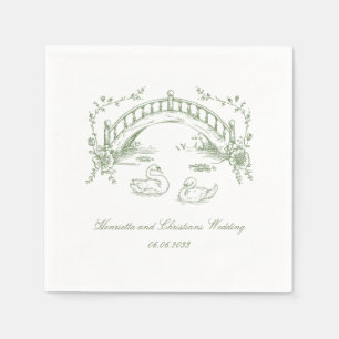 Servilleta De Papel Boda rústica del puente de cisne de chinoiserie az