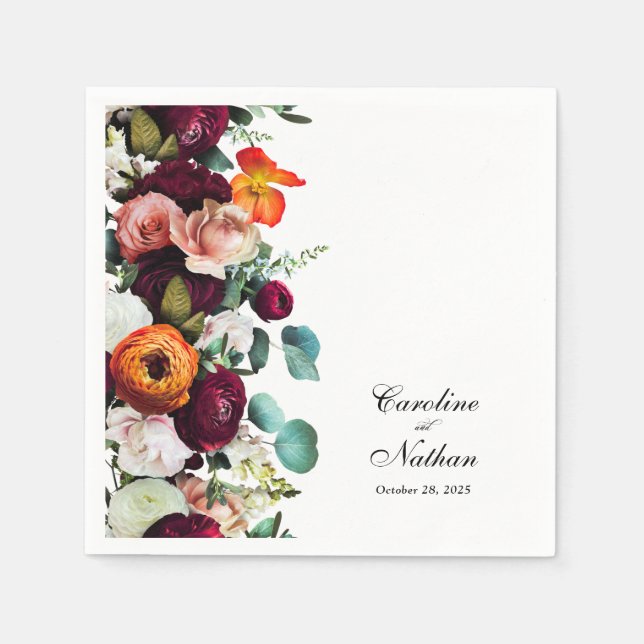 Servilleta De Papel Boda Rústica Fall Fresca (Anverso)