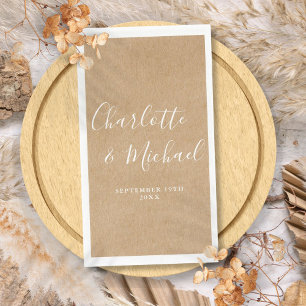Servilleta De Papel Boda Rústica Kraft Elegante con Letra de Firma