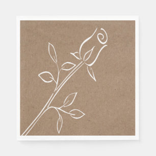 Servilleta De Papel Boda Rústica Kraft Rosa Flor Marrón