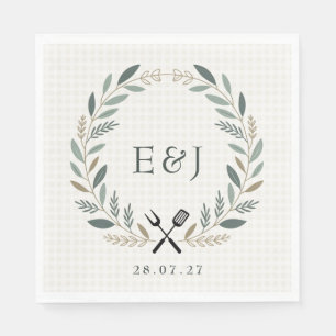 Servilleta De Papel Boda Rústica Monograma I Do BBQ