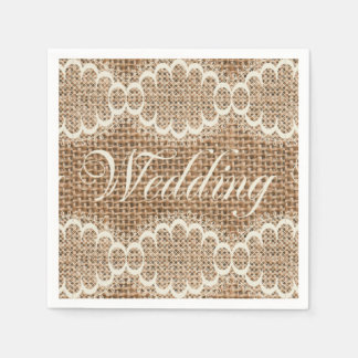 Servilleta De Papel Boda Rústico Burlap Lace
