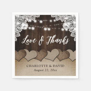 Servilleta De Papel Boda Rústico Burlap Lace String Lights