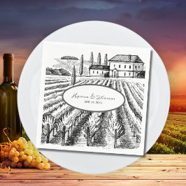 Servilleta De Papel Boda Rústico de Esbozo de Vineyard Winery