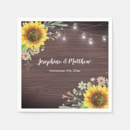 Servilleta De Papel Boda Rústico De La Luz De La Madera Del Sol