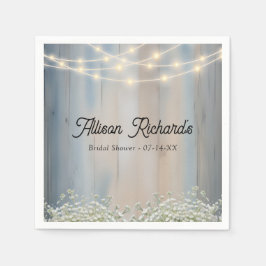 Servilleta De Papel Boda Rústico de la Luz de Respiración y Cadena del