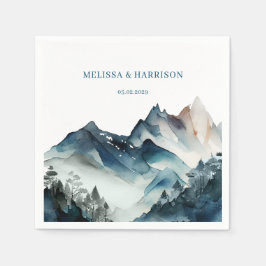 Servilleta De Papel Boda Rústico de las Montañas Azules