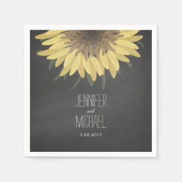 Servilleta De Papel Boda Rústico de Sunflower Chalkboard