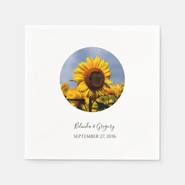 Servilleta De Papel Boda Rústico del cielo azul girasol (Anverso)