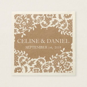 Servilleta De Papel Boda Rústico del Encaje del País