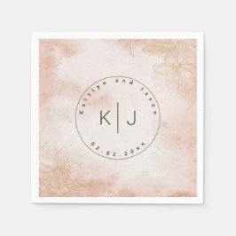 Servilleta De Papel Boda Rústico Elegante De Flora Rosa