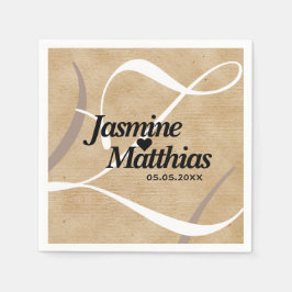 Servilleta De Papel Boda Rústico Elegante Monograma Vintage Burlap