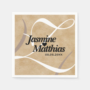 Servilleta De Papel Boda Rústico Elegante Monograma Vintage Burlap