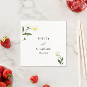 Servilleta De Papel Boda Rústico Floral de margarita blanca