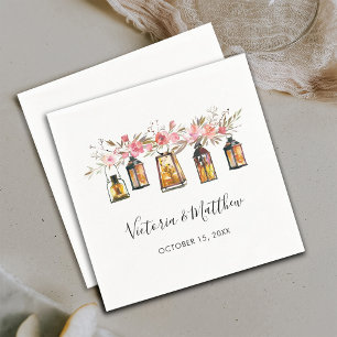 Servilleta De Papel Boda Rústico Floral Lantern