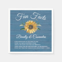 Boda Rústico Fun Fact Sunflower Blue Wood