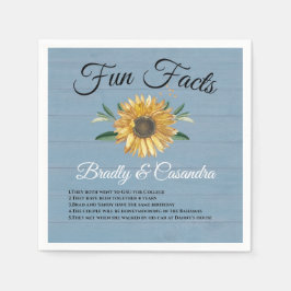 Servilleta De Papel Boda Rústico Fun Fact Sunflower Dusty Blue Wood