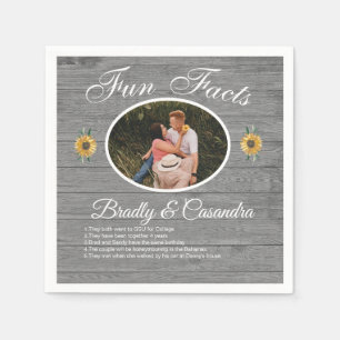 Servilleta De Papel Boda Rústico Fun Fact Sunflower Gray Wood