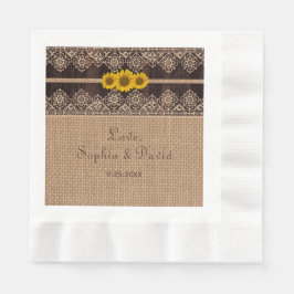 Servilleta De Papel Boda Rústico Lace Burlap Wood