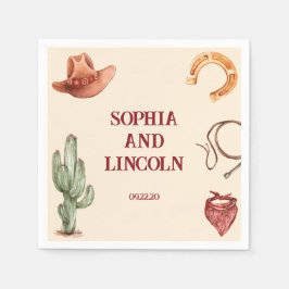 Servilleta De Papel Boda Rústico Marrón Occidental