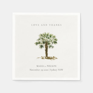 Servilleta De Papel Boda Rústico Tropical Beach Palm Tree Gracias