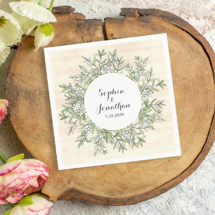 Servilleta De Papel Boda Rústico Vintage Floral Wreath Botánica