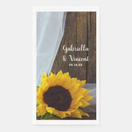 Servilleta De Papel Boda Rústico Yellow Sunflower and Barn Wood