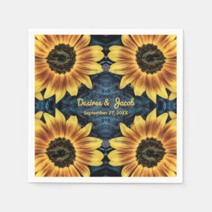 Servilleta De Papel Boda Rústico Yellow Sunflower Denim Blue Jeans