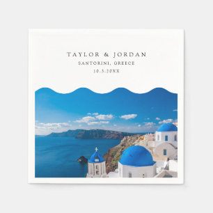 Servilleta De Papel Boda Santorini Personalizado Grecia Cocktail Napki