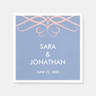 Servilleta De Papel Boda Serenity Blue, Florecimientos Rose Quartz