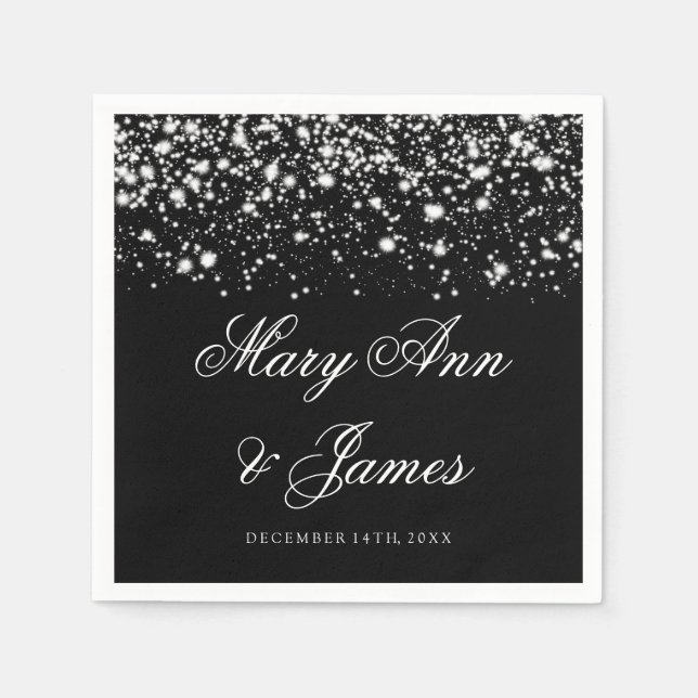Servilleta De Papel Boda Silver Midnight Glam (Anverso)