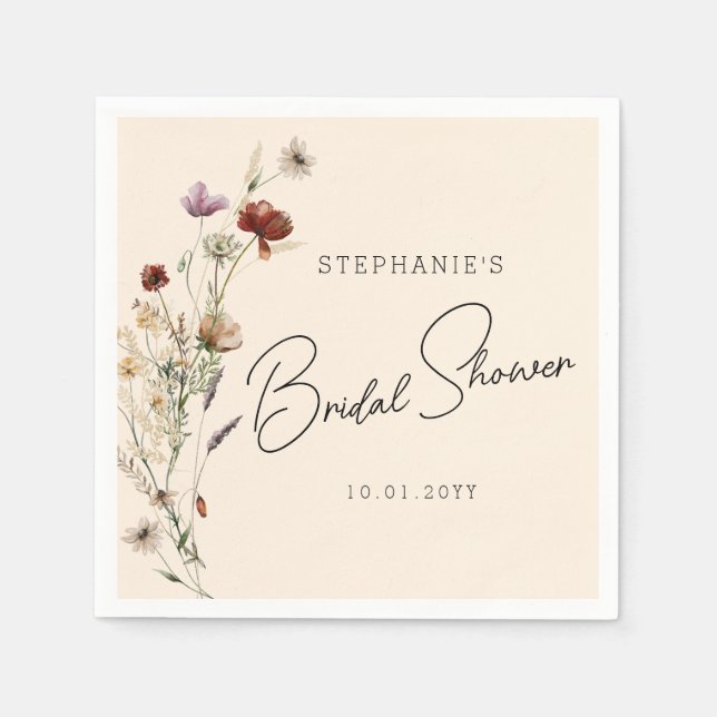 Servilleta De Papel Boda Silvestre de Flor de Otoño (Anverso)