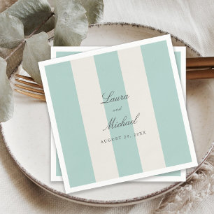 Servilleta De Papel Boda Simple con Rayas de Cabaña en Verde Turquesa