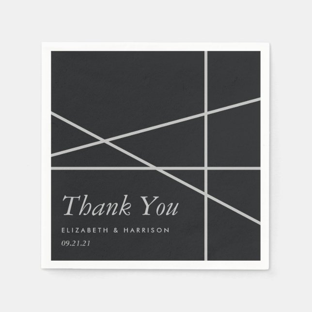 Servilleta De Papel Boda simple de estilo geométrico (Anverso)
