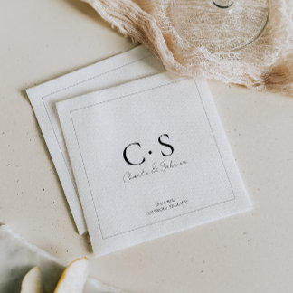 Servilleta De Papel Boda simple de monograma mínimo Napkin