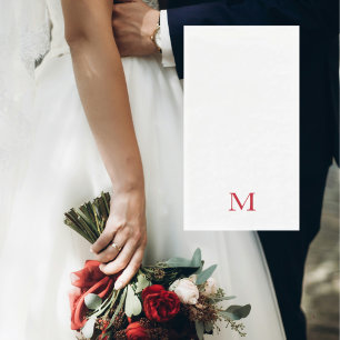 Servilleta De Papel Boda simple de monograma rojo