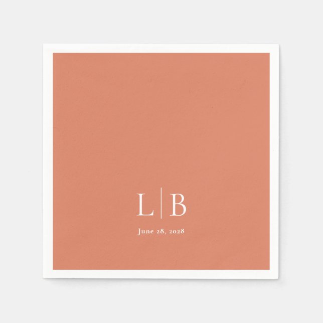 Servilleta De Papel Boda simple de Naranja de cítricos mínimo (Anverso)