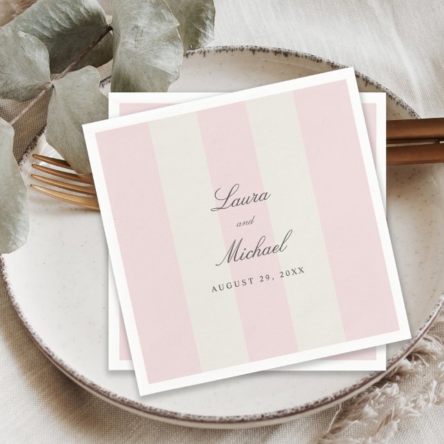Servilleta De Papel Boda Simple de Rayas de Cabana Rosa Claro (Subido por el creador)