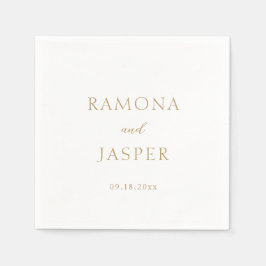 Servilleta De Papel Boda Simple Dorado Moderna y Audaz