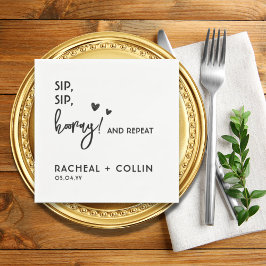 Servilleta De Papel Boda simple en blanco y negro basado en texto pers