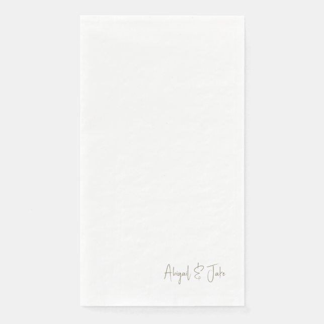 Servilleta De Papel Boda Simple Gold Script Names (Anverso)