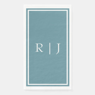 Servilleta De Papel Boda Simple Nombre Personalizado Monograma Azul Po