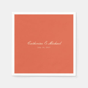 Servilleta De Papel Boda Simple Script Atardecer Naranja