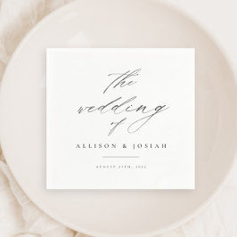 Servilleta De Papel Boda Simple Script Blanco