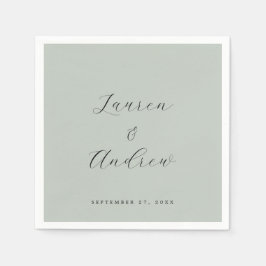 Servilleta De Papel Boda simple y elegante de color verde cristal de m