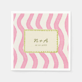 Servilleta De Papel Boda singularmente moderno rosa y verde