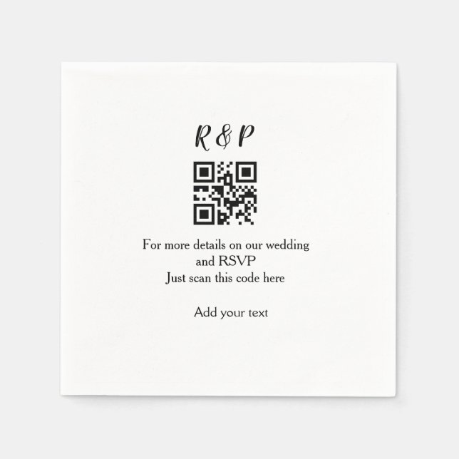 Servilleta De Papel Boda sitio web rsvp q r código añadir nombre de te (Anverso)