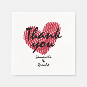 Servilleta De Papel Boda Sketchy Red Heart Gracias